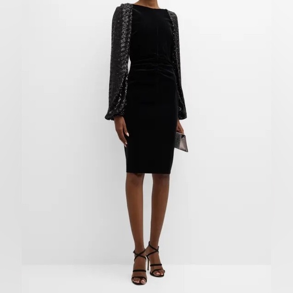 Chiara Boni Dresses & Skirts - Chiara Boni velvet sheath sequin sleeve dress